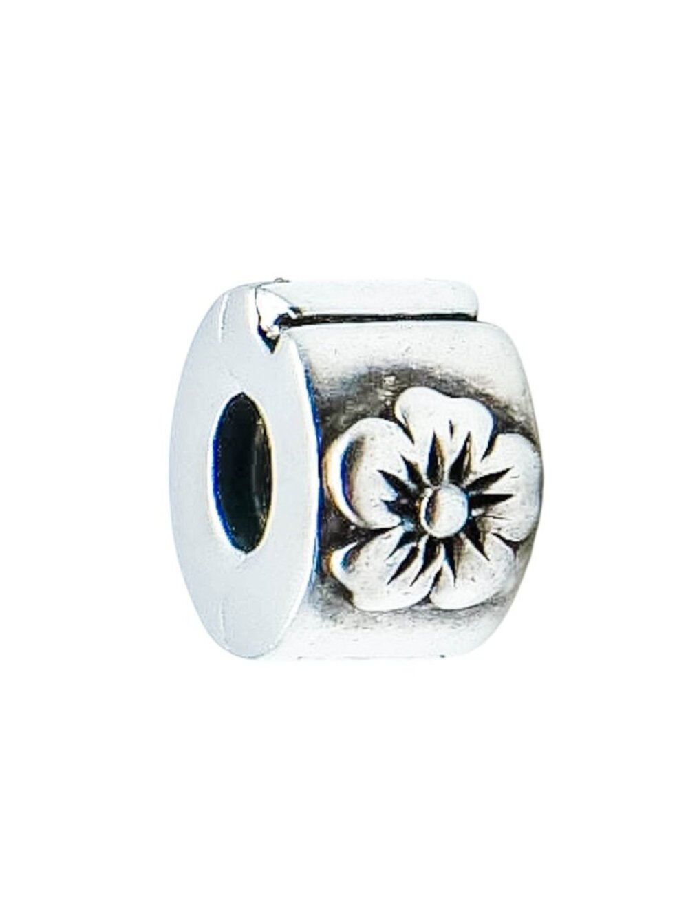 Chamilia Hibiscus Flower Lock Sterling Silver Charm Bead Tropical Floral Spring